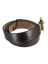 Load image into Gallery viewer, Bally Emblem 6305847 Ebano Croc Embossed Leather Belt EU 105/US 42 MSRP $495