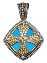 Load image into Gallery viewer, Konstantino 18K & Silver Turquoise Pendant with Chain MEKJ669-130-137 MSRP $2010