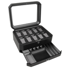 Load image into Gallery viewer, Wolf 4586029 Windsor 10 Piece Watch Box with Drawer in Black & Grey MSRP $369