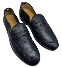 Load image into Gallery viewer, Bally Plumy 6300443 Men's Midnight Calf Grained Leather Loafers Size 8 MSRP $720