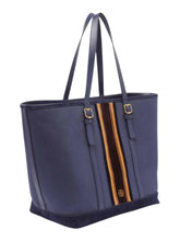 Load image into Gallery viewer, Bally 6304840 4 buckles Marine Leather & Fabric Handbag MSRP $1650