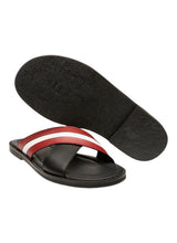 Load image into Gallery viewer, Bally Jaabir 6231508 Men's Black & Red Calf Plain Leather Sandals Size 8 MSRP $540