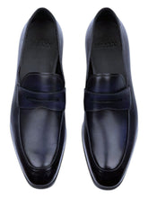 Load image into Gallery viewer, Bally Limao 6234482 Men's Marine Brushed Leather Penny Loafers MSRP $700