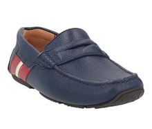 Load image into Gallery viewer, Bally Piotre 6236518 Men's Navy Bovine Grained Leather Penny Loafers MSRP $520