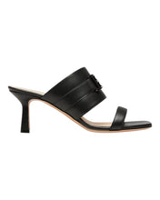 Load image into Gallery viewer, Bally Elia 6302819 Black Women's Square Toe Logo Accent Heel Sandals MSRP $770