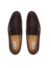 Load image into Gallery viewer, Bally Saix 6305325 Men's Ebano Deer Grained Penny Loafers MSRP $1100