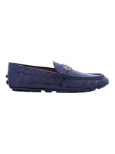 Load image into Gallery viewer, Bally Keeper 6305314 Men's Midnight Croc-Embossed Kerbs Drivers MSRP $690
