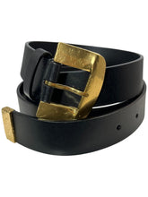 Load image into Gallery viewer, Bally 6304069 Women's Gold Buckle Black Leather Belt EU 110/US 44 MSRP $345