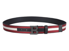 Load image into Gallery viewer, Bally 6235340 Men's Logo Buckle Webbing Stripe Reversible Belt EU 100/US 40 MSRP $395