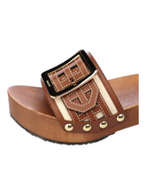 Load image into Gallery viewer, Bally Ellin 6238126 Women's Natural Cotton Wood Buckled Sandals MSRP $580