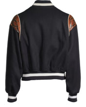 Load image into Gallery viewer, Bally 6305032 Men's Navy Wool-Blend Snakeskin-Embossed Bomber Jacket MSRP $2200