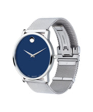 Load image into Gallery viewer, Movado Museum Men's 0607349 Classic Stainless Steel Blue Dial Watch MSRP $795