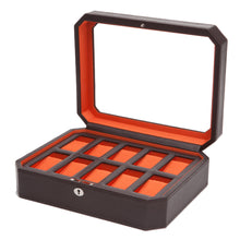Load image into Gallery viewer, Wolf 458406 Windsor 10 Piece Watch Box in Brown & Orange MSRP $315