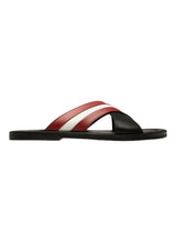 Load image into Gallery viewer, Bally Jaabir 6231508 Men's Black & Red Calf Plain Leather Sandals Size 8 MSRP $540