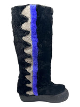 Load image into Gallery viewer, Bally Chiora 6228435 Women's Black/Blue Fur Boots MSRP $1208