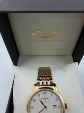 Load image into Gallery viewer, New Mens Rotary GB90080 Watch Swiss Quartz Two Tone Rose Gold MSRP $445