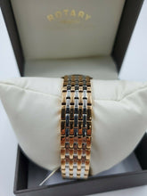 Load image into Gallery viewer, New Mens Rotary GB90080 Watch Swiss Quartz Two Tone Rose Gold MSRP $445