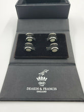 Load image into Gallery viewer, DEAKIN & FRANCIS STERLING SILVER BLACK & WHITE ENAMEL ROUND STUD SET LO765N2216