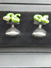 Load image into Gallery viewer, DEAKIN & FRANCIS Sterling Silver Green Snake Cufflinks C1493X1311 MSRP $500
