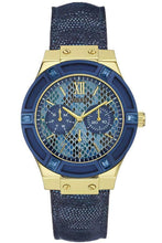 Load image into Gallery viewer, NEW Ladies Guess JET SETTER W0289L3 Blue Dial Watch W/ Leather Strap MSRP $246