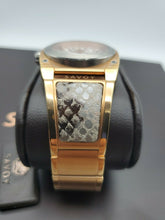 Load image into Gallery viewer, NEW SAVOY ICON  STAINLESS ROSE GOLD 35MM LADIES WATCH SNAKE SKIN INSERTS $900