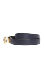 Load image into Gallery viewer, Salvatore Ferragamo 673955 Double Gancini Thin Black/Blue Belt Size 100 MSRP $490
