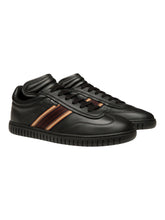 Load image into Gallery viewer, Bally Parrel 6304516 Black Ribbon Leather Low-Top Sneakers MSRP $650
