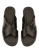 Load image into Gallery viewer, Bally Jair 6238051 Men&#39;s Black Calf Plain Leather Sandals MSRP $383
