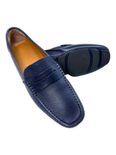 Load image into Gallery viewer, Bally Warno 6220105 Men&#39;s Dark Navy Perforated Loafers Leather MSRP $495
