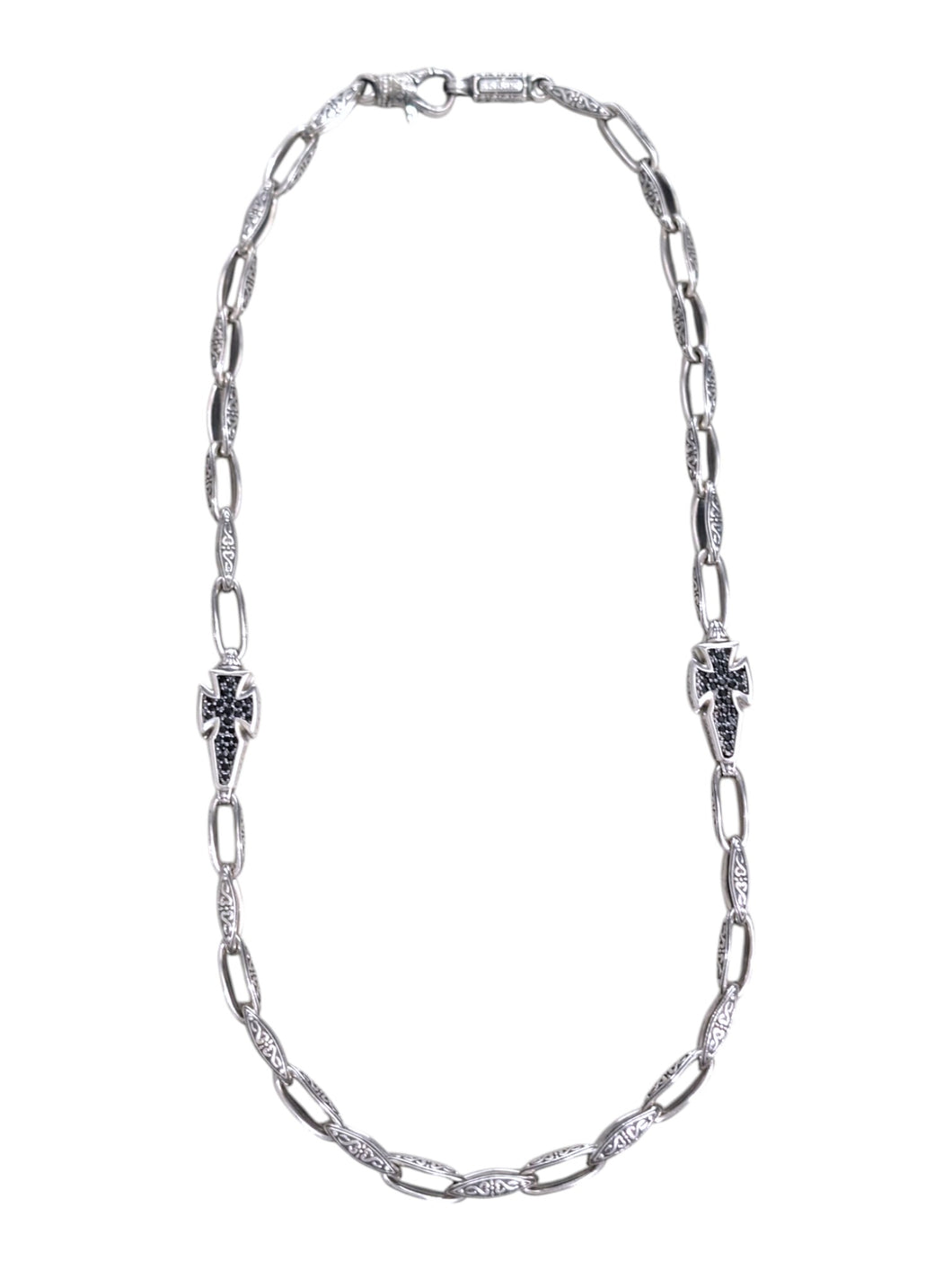 Konstantino Silver and Black Spinel Cross Necklace KOMK4672-292-20 MSRP $1150