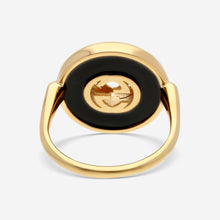 Load image into Gallery viewer, Gucci Interlocking 18K Yellow Gold Onyx Diamond Ring YBC786604001 MSRP $2,480
