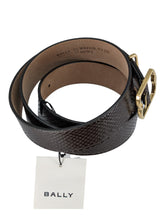 Load image into Gallery viewer, Bally Emblem 6305847 Ebano Croc Embossed Leather Belt EU 105/US 42 MSRP $495
