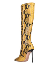 Load image into Gallery viewer, Bally Barbra 6304423 Women&#39;s Python Print Knee High Leather Boots MSRP $1850
