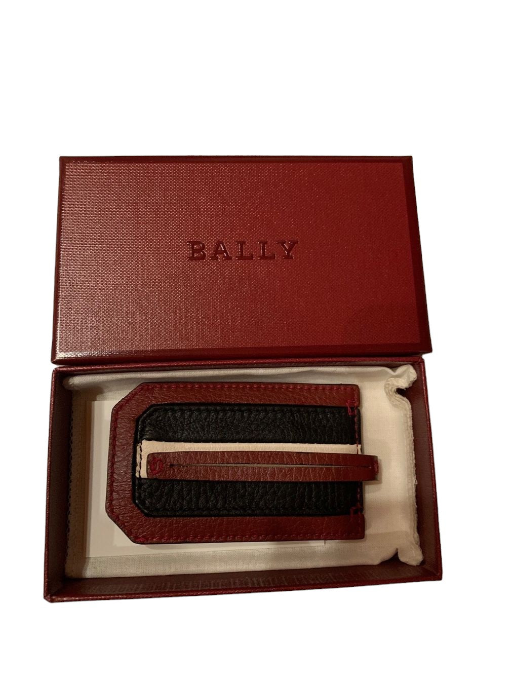 Bally Tabby 6224726 Burgundy Red Luggage Tag MSRP $100