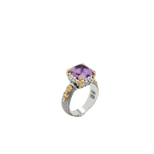 Load image into Gallery viewer, Konstantino Delos 2 Sterling Silver 18k Gold &amp; Amethyst Ring DMK2150-101-CAB S7

