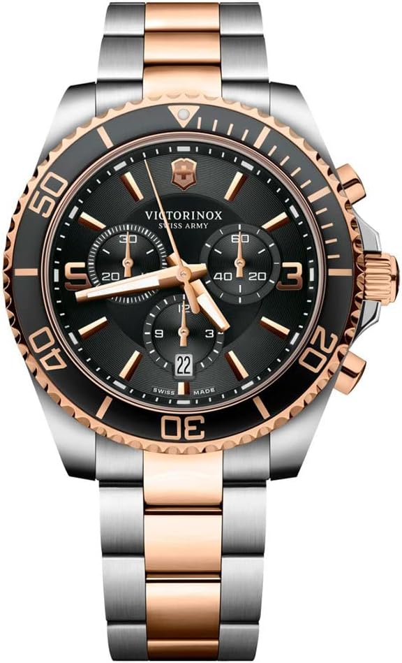 Victorinox Maverick 241952 Black Dial Two-Toned Bracelet Chronograph Watch 43mm