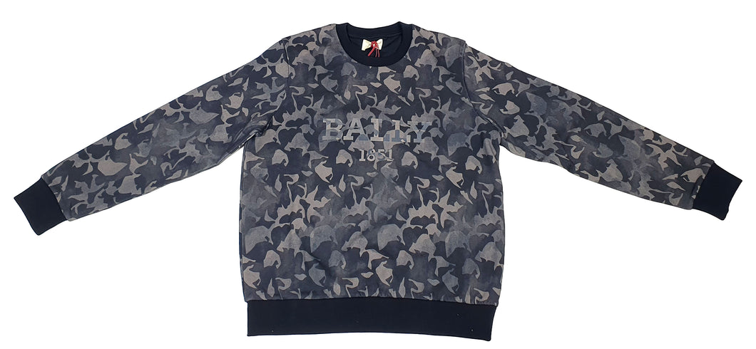 Bally 6302014 Black Camouflage Logo Organic Cotton Sweatshirt Size S MSRP $350