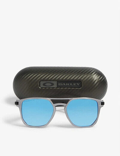 OAKLEY LATCH ALPHA MATTE GUN PRIZM SAPPHIRE POLARIZED SUNGLASSES OO4128-0453