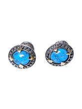 Load image into Gallery viewer, Konstantino Silver, 18k Gold and Turquoise Cufflinks MAKJ92-130-137 MSRP $1280

