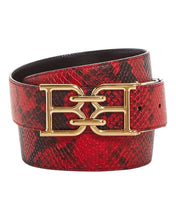 Load image into Gallery viewer, Bally 6302283 Mirror B Reversible Snake Embossed Leather Red/Black Belt EU 120/US 47 MSRP $470
