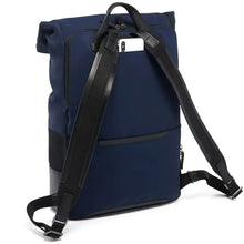 Load image into Gallery viewer, Tumi Harrison Oak Roll Top Navy Reflecitve Backpack MSRP $650
