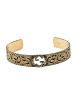 Load image into Gallery viewer, Gucci 18K Gold GG Cuff Interlocking Logo Engraved Bracelet YBA5798940010 MSRP $5850
