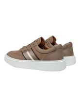 Load image into Gallery viewer, Bally Cruise 6310053 Men's Deep Sepia Stripe-Detail Leather Sneakers MSRP $685
