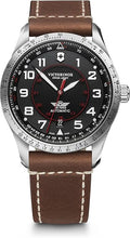 Load image into Gallery viewer, Victorinox Airboss 241973 Automatic Black Dial Brown Leather Strap Watch 42mm
