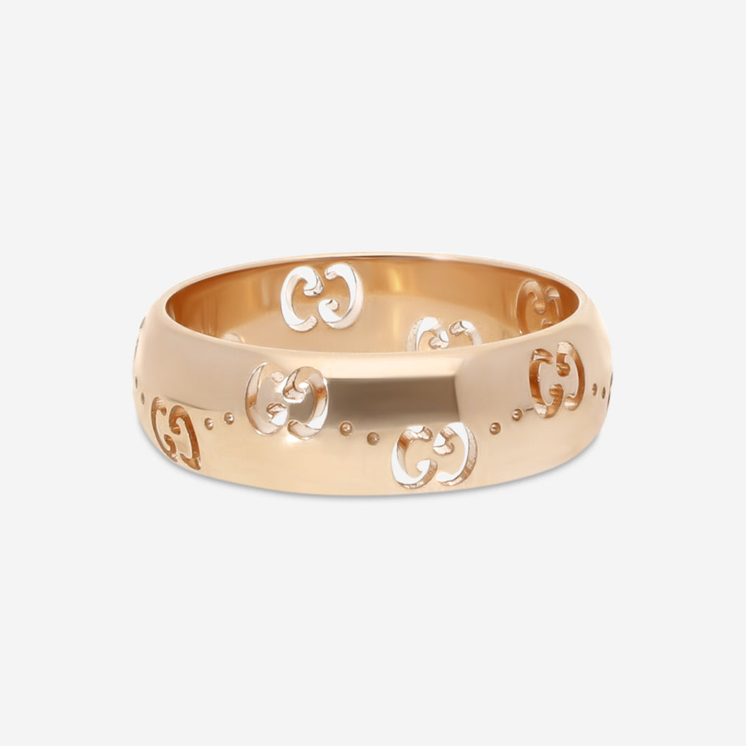 Gucci Icon 18K Rose Gold Band Ring YBC804335002013 Size 6.5 MSRP $1,850