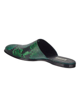 Load image into Gallery viewer, Bally Gyssel 6304145 Men&#39;s Multideepemerald Snake Print Leather Mules MSRP $1465
