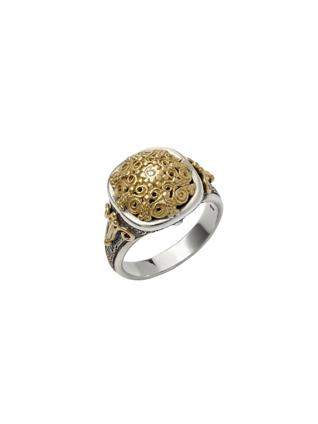 Konstantino Diamond Sterling Silver and 18K Gold Ring DKJ90-109 S7 MSRP $1070