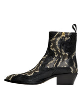 Load image into Gallery viewer, Bally Gaiman 6304139 Men&#39;s Multiblack Snake Embossed Leather Boots MSRP $1100
