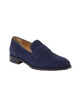 Load image into Gallery viewer, Bally Windsor 6308971 Men's Peacoat Blue Suede Leather Penny Loafers MSRP $1100
