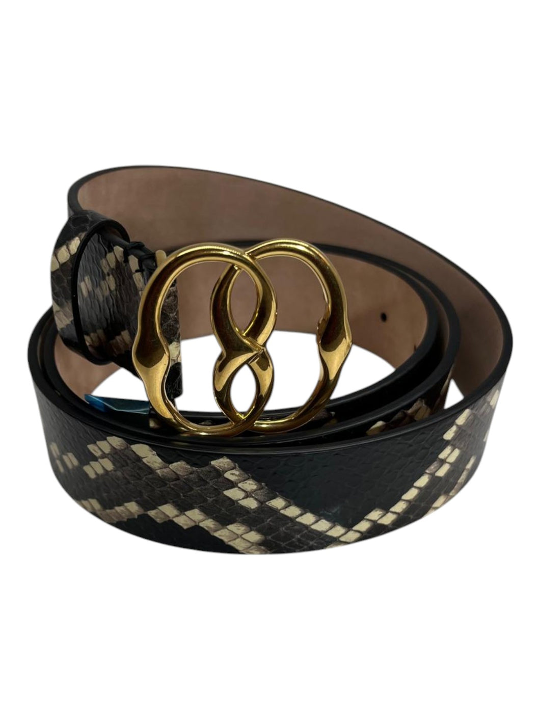 Bally 6305266 Buckle Python-embossed Leather Multiblack Belt EU 105/US 42 MSRP $520